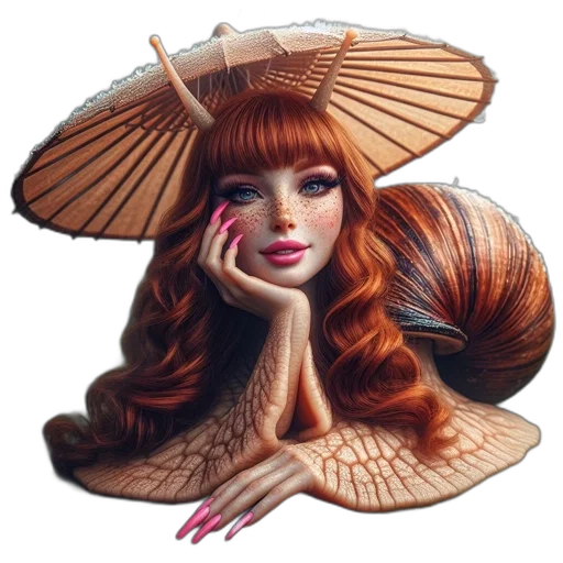 hat, hair, umbrella, crown, fantasy art, photorealistic, concept art, 3d render transparent PNG cut-out