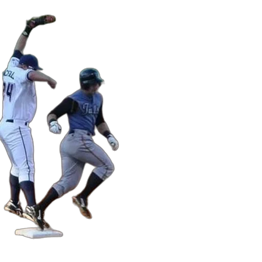 baseball, player, blue, jersey, running, base, while, another transparent PNG cut-out