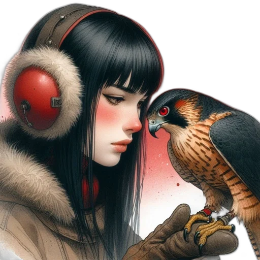fantasy art, photorealistic, concept art, cyberpunk, snow, red, blue, colorful transparent PNG cut-out