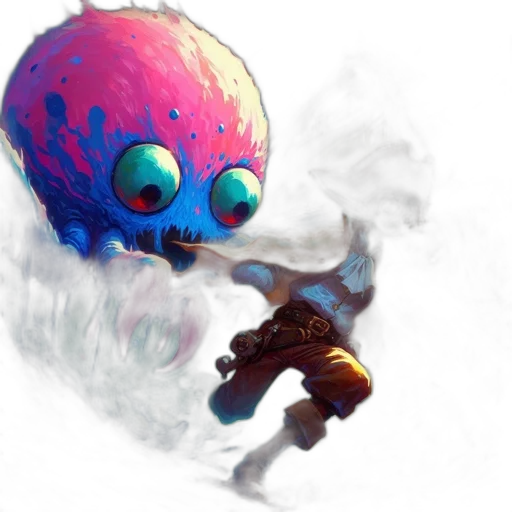 creature, mask, robot, concept art, fantasy art, pixel art, watercolor, underwater transparent PNG cut-out