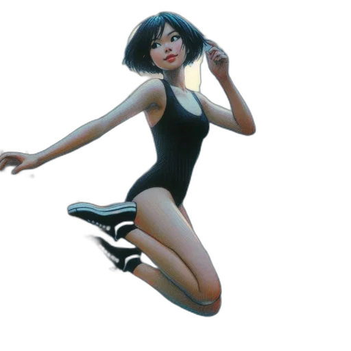 dress, concept art, 3d render, comic book art, cartoon, underwater, young, woman transparent PNG cut-out
