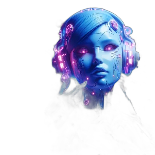 robot, face, mask, cyberpunk, vaporwave, concept art, fantasy art, neon lights transparent PNG cut-out