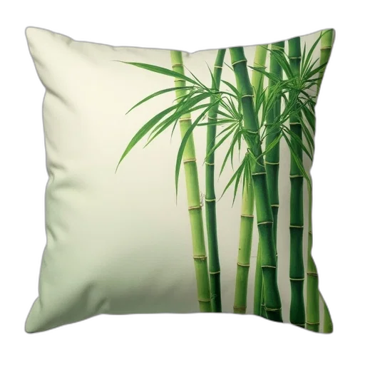 photorealistic, 3d render, green, front, pillow, bamboo, design transparent PNG cut-out