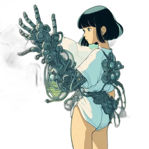 robot, dress, weapon, creature, concept art, cyberpunk, comic book art, fantasy art transparent PNG cut-out