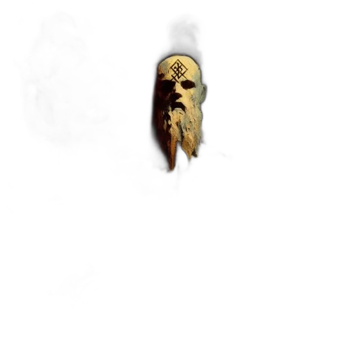 mask, face, staff, creature, concept art, photorealistic, fantasy art, 3d render transparent PNG cut-out