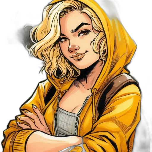 jacket, face, comic book art, cartoon, concept art, fantasy art, golden, young transparent PNG cut-out