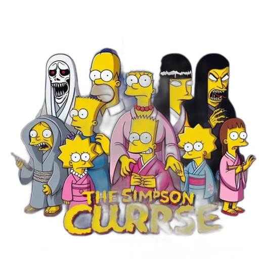 cartoon, concept art, pixel art, spoof, poster, simpsons, cast, reenact transparent PNG cut-out