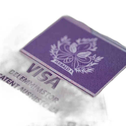 3d render, close-up, view, passport, page, visa, stamp, features transparent PNG cut-out