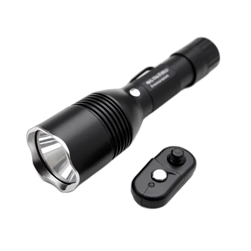 weapon, black, flashlight, clear, lens, silver, button, top transparent PNG cut-out