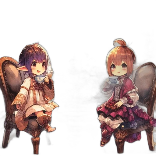 furniture, dress, crown, umbrella, 3d render, anime, concept art, fantasy art transparent PNG cut-out