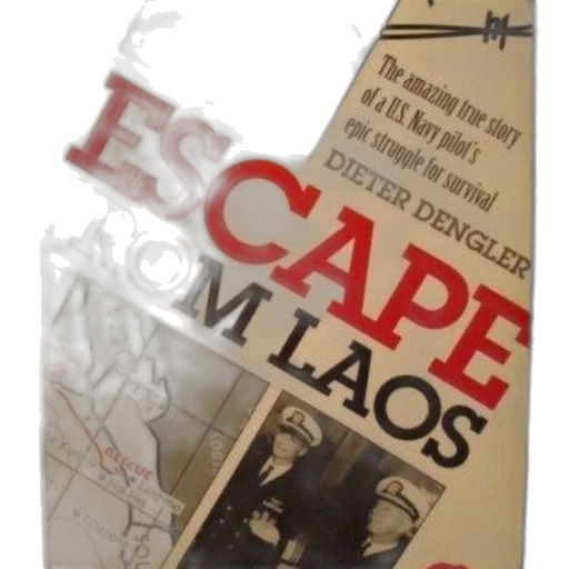 escape, laos, book, cover, red, text, black, white transparent PNG cut-out