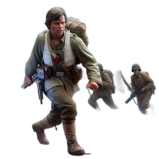 weapon, jacket, concept art, 3d render, photorealistic, pixel art, earth tones, windswept transparent PNG cut-out