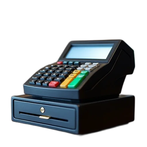 3d render, cash, register, machine, electronic, currencying transparent PNG cut-out