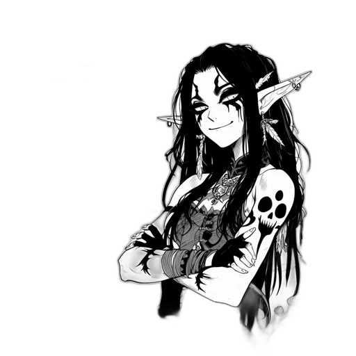dragon, staff, fantasy art, pixel art, concept art, cartoon, monochrome, dark transparent PNG cut-out