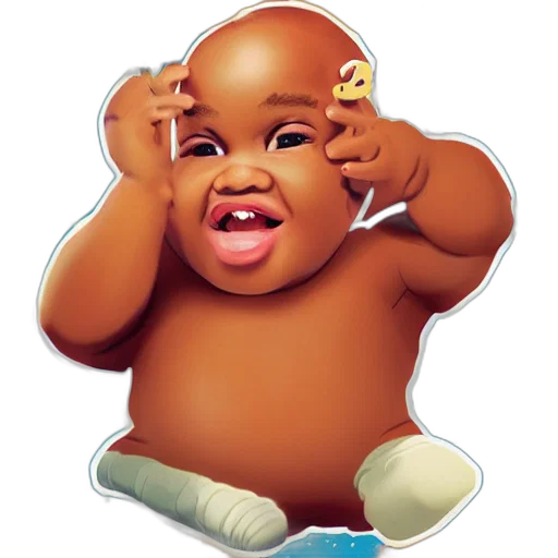 photorealistic, big, baby, rapper transparent PNG cut-out