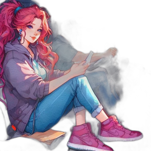 jacket, shoes, concept art, fantasy art, watercolor, comic book art, fire, neon lights transparent PNG cut-out