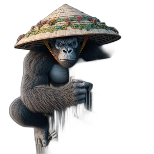 hat, umbrella, animal, staff, concept art, photorealistic, 3d render, fantasy art transparent PNG cut-out