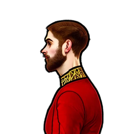 crown, staff, jacket, face, cartoon, concept art, fantasy art, pixel art transparent PNG cut-out