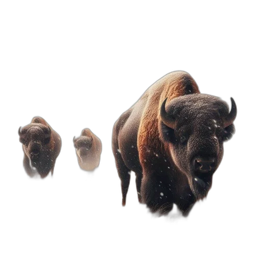 animal, creature, concept art, photorealistic, 3d render, fantasy art, group, bison transparent PNG cut-out