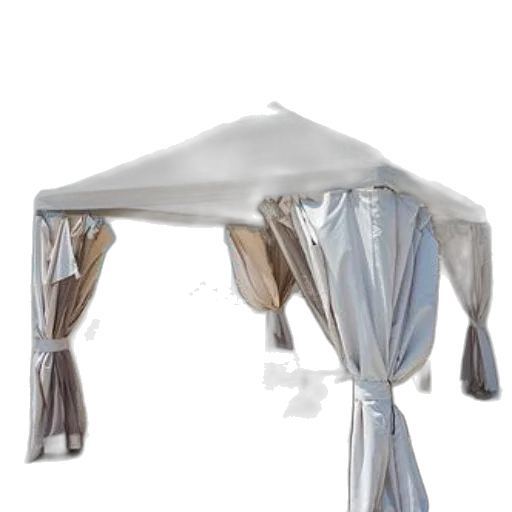 umbrella, furniture, staff, 3d render, luxurious, beach, cabana, white transparent PNG cut-out
