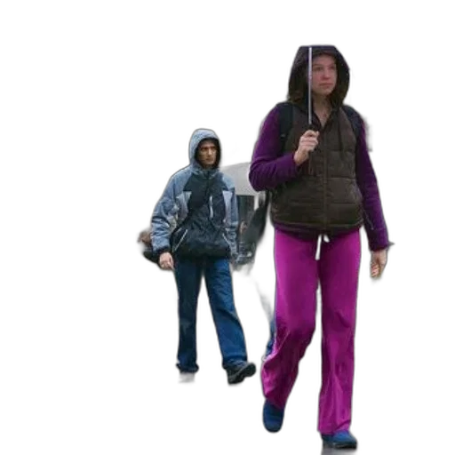 jacket, umbrella, 3d render, concept art, photorealistic, woman, purple, pants transparent PNG cut-out