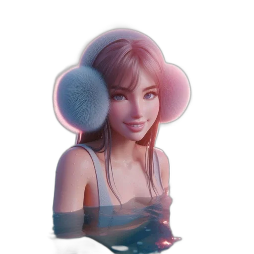 hat, face, mask, umbrella, concept art, fantasy art, 3d render, vaporwave transparent PNG cut-out