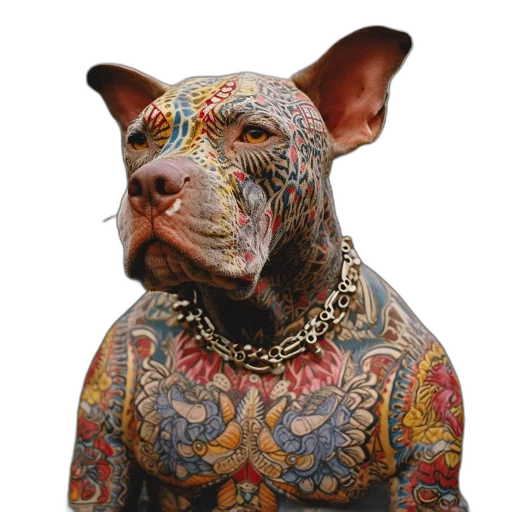 jewelry, animal, mask, face, photorealistic, 3d render, dog, colorful transparent PNG cut-out