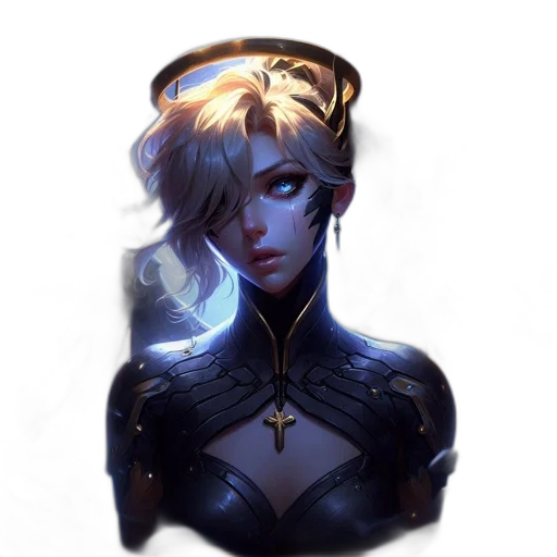 crown, face, staff, robot, fantasy art, concept art, cyberpunk, pixel art transparent PNG cut-out