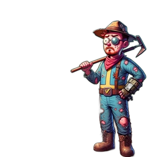 staff, weapon, pixel art, concept art, cartoon, 3d render, farmer, dressed transparent PNG cut-out