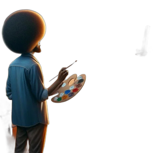 robot, hat, staff, hair, concept art, photorealistic, 3d render, oil painting transparent PNG cut-out