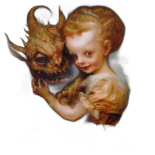 creature, mask, dragon, face, photorealistic, oil painting, concept art, fantasy art transparent PNG cut-out