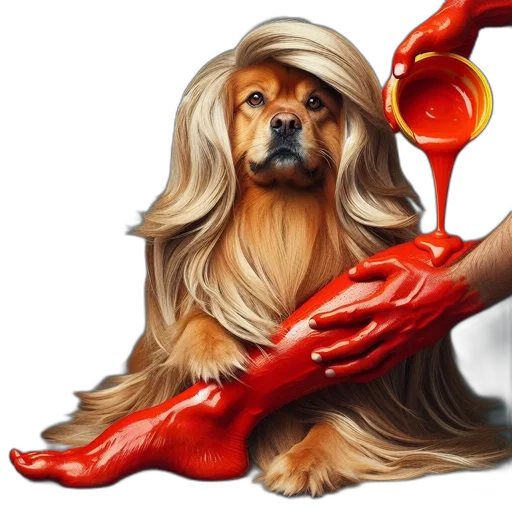 animal, hair, staff, concept art, photorealistic, fantasy art, comic book art, red transparent PNG cut-out