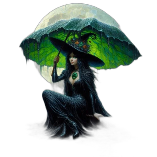 umbrella, mask, hat, creature, concept art, fantasy art, comic book art, pixel art transparent PNG cut-out