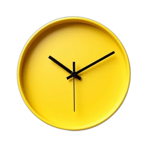 jewelry, furniture, 3d render, photorealistic, yellow, analog, clock, black transparent PNG cut-out