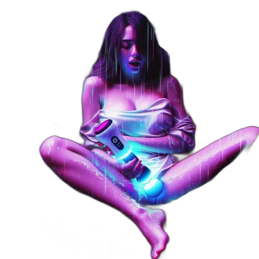 dress, jewelry, creature, concept art, vaporwave, pixel art, cyberpunk, neon lights transparent PNG cut-out