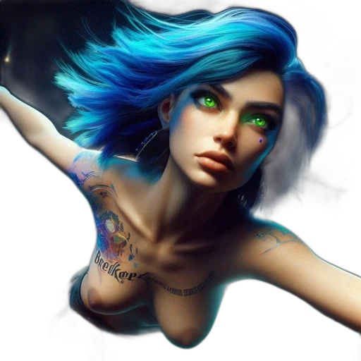 fantasy art, photorealistic, concept art, comic book art, neon lights, blue, colorful, neon transparent PNG cut-out