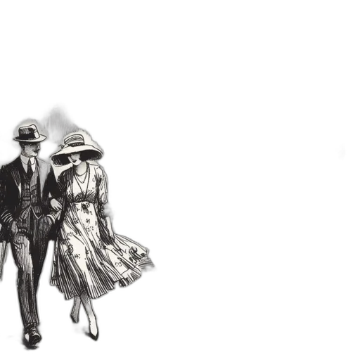 hat, dress, concept art, pencil sketch, comic book art, photorealistic, monochrome, elegant transparent PNG cut-out