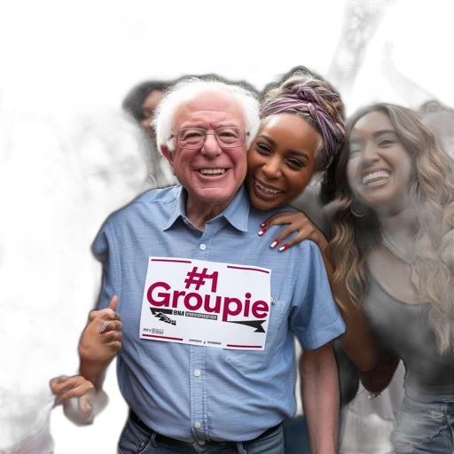 young, women, smile, around, elderly, man, bernie, sanders transparent PNG cut-out