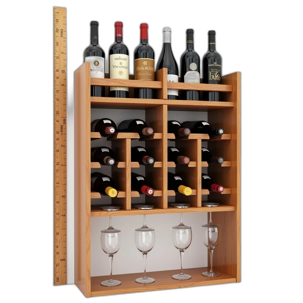 furniture, 3d render, wooden, wine, rack, multiple, compartments, each transparent PNG cut-out