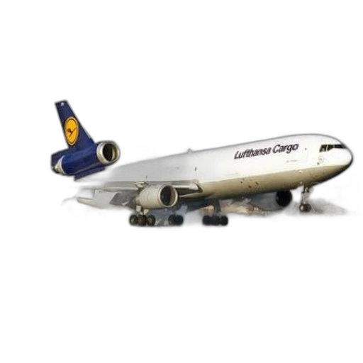 3d render, photorealistic, lufthansa, cargo, airplane, takes, off, runway transparent PNG cut-out