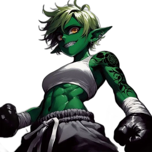 concept art, fantasy art, comic book art, pixel art, green, animated, character, skin transparent PNG cut-out