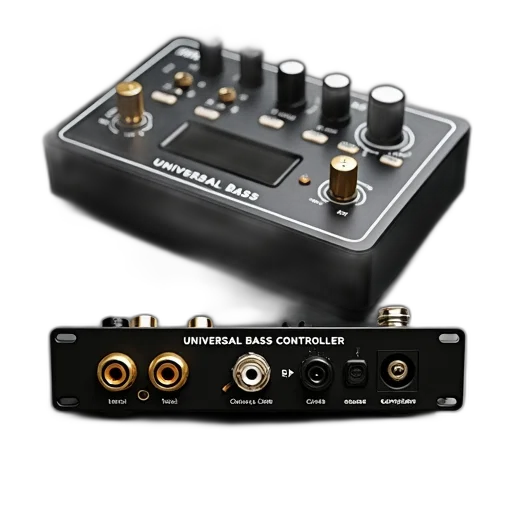 black, universal, bass, controller, gold-colored, input, connector, shown transparent PNG cut-out