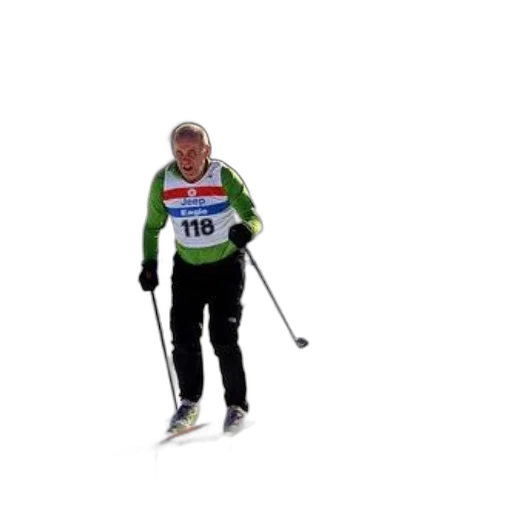 staff, two, cross-country, skiers, race, down, snowy, trail transparent PNG cut-out
