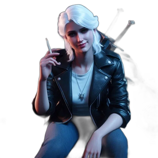 jacket, face, weapon, concept art, cyberpunk, photorealistic, pixel art, neon lights transparent PNG cut-out