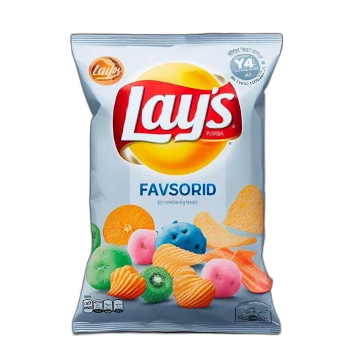 food, vaporwave, pastel, colorful, image, depicts, lay, pack transparent PNG cut-out