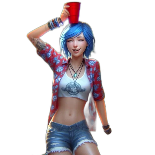 hat, bottle, concept art, 3d render, photorealistic, fantasy art, blue, young transparent PNG cut-out