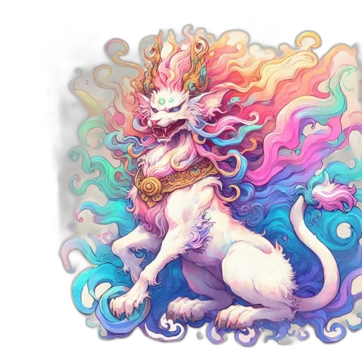 dragon, creature, staff, animal, fantasy art, concept art, watercolor, vaporwave transparent PNG cut-out