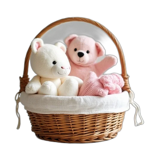 3d render, photorealistic, pastel, baby, shower, basket transparent PNG cut-out