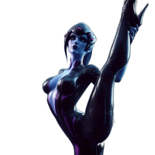concept art, comic book art, 3d render, cyberpunk, neon lights, blue, blue-skinned, slender transparent PNG cut-out