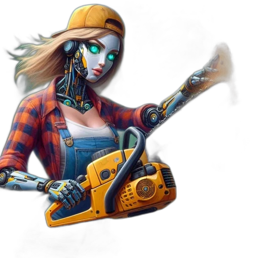 weapon, robot, staff, face, concept art, fantasy art, cyberpunk, pixel art transparent PNG cut-out